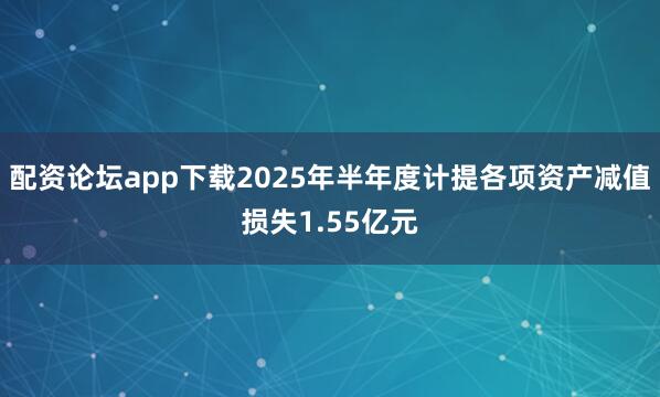 配资论坛app下载2025年半年度计提各项资产减值损失1.55亿元